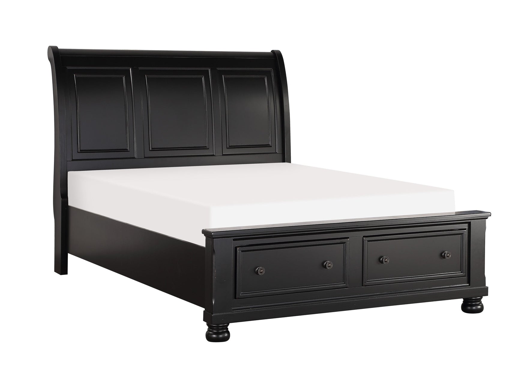 Laurelin Black Eastern King Sleigh Platform Bed - Ornate Home