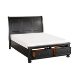 Laurelin Black Eastern King Sleigh Platform Bed - Ornate Home