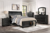 Laurelin Black Eastern King Sleigh Platform Bed - Ornate Home