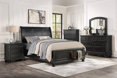 Laurelin Black Queen Sleigh Platform Bed - Ornate Home