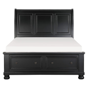 Laurelin Black Queen Sleigh Platform Bed - Ornate Home