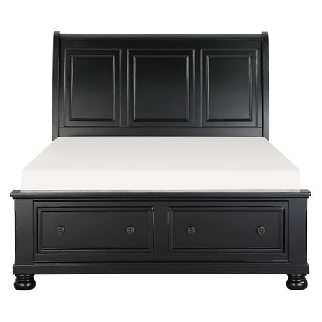 Laurelin Black Queen Sleigh Platform Bed - Ornate Home