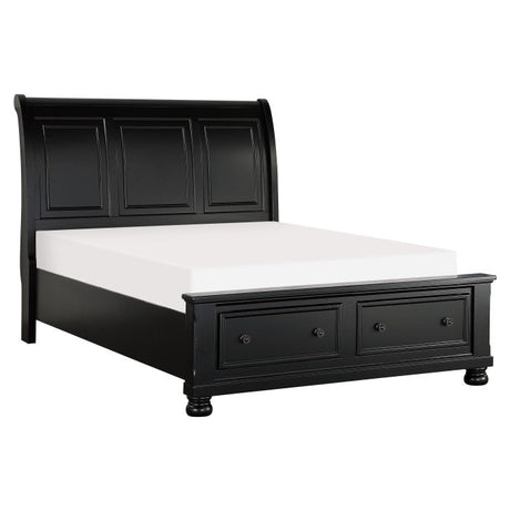 Laurelin Black Queen Sleigh Platform Bed - Ornate Home