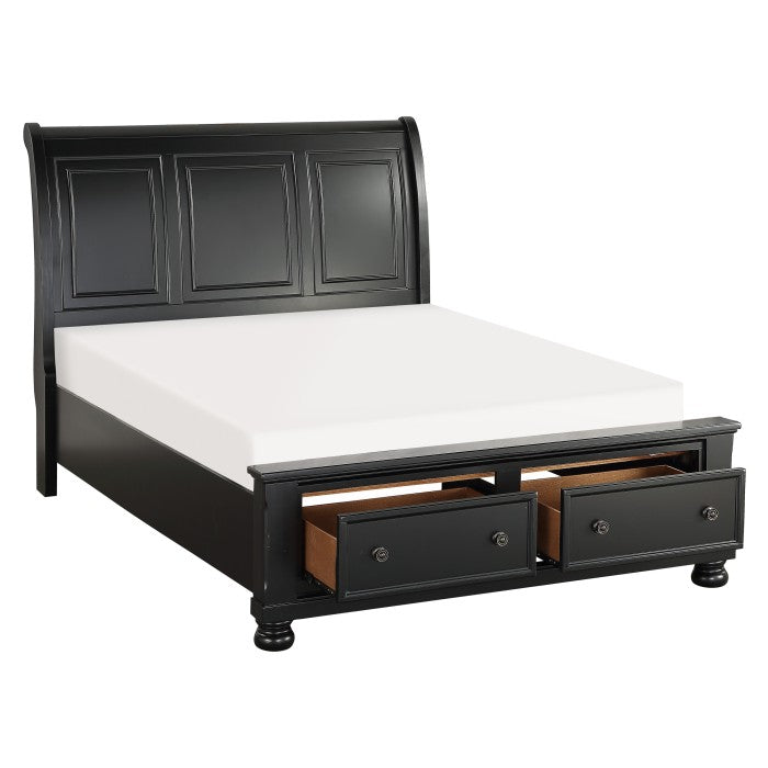 Laurelin Black Queen Sleigh Platform Bed - Ornate Home