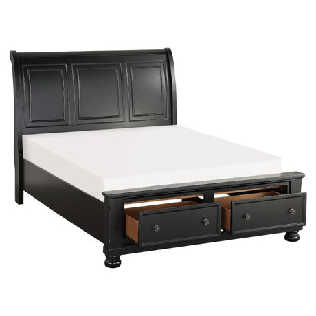 Laurelin Black Queen Sleigh Platform Bed - Ornate Home
