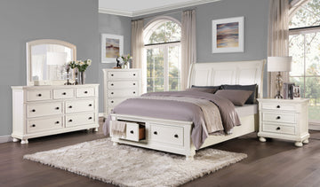 Laurelin White California King Sleigh Platform Bed - Ornate Home