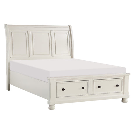 Laurelin White Eastern King Sleigh Platform Bed - Ornate Home