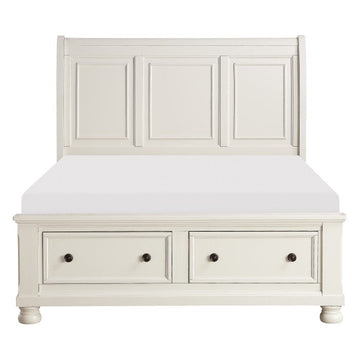 Laurelin White Eastern King Sleigh Platform Bed - Ornate Home