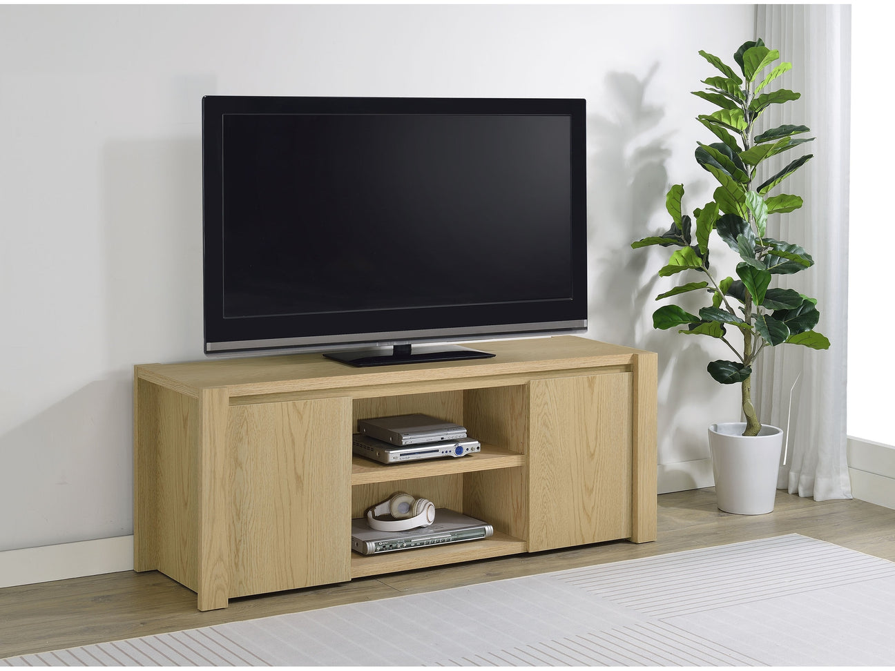 Laurelton Light Oak 60-inch 2-door TV Stand Media Console - Ornate Home