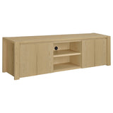Laurelton Light Oak 78-inch 4-door TV Stand Media Console - Ornate Home