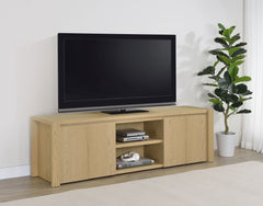 Laurelton Light Oak 78-inch 4-door TV Stand Media Console - Ornate Home