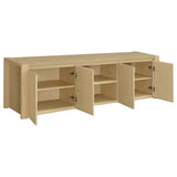 Laurelton Light Oak 78-inch 4-door TV Stand Media Console - Ornate Home