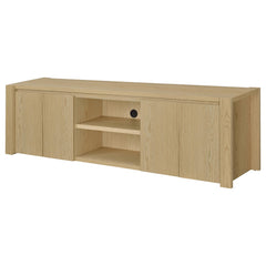 Laurelton Light Oak 78-inch 4-door TV Stand Media Console - Ornate Home