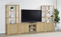 Laurelton Light Oak 78-inch 4-door TV Stand Media Console - Ornate Home