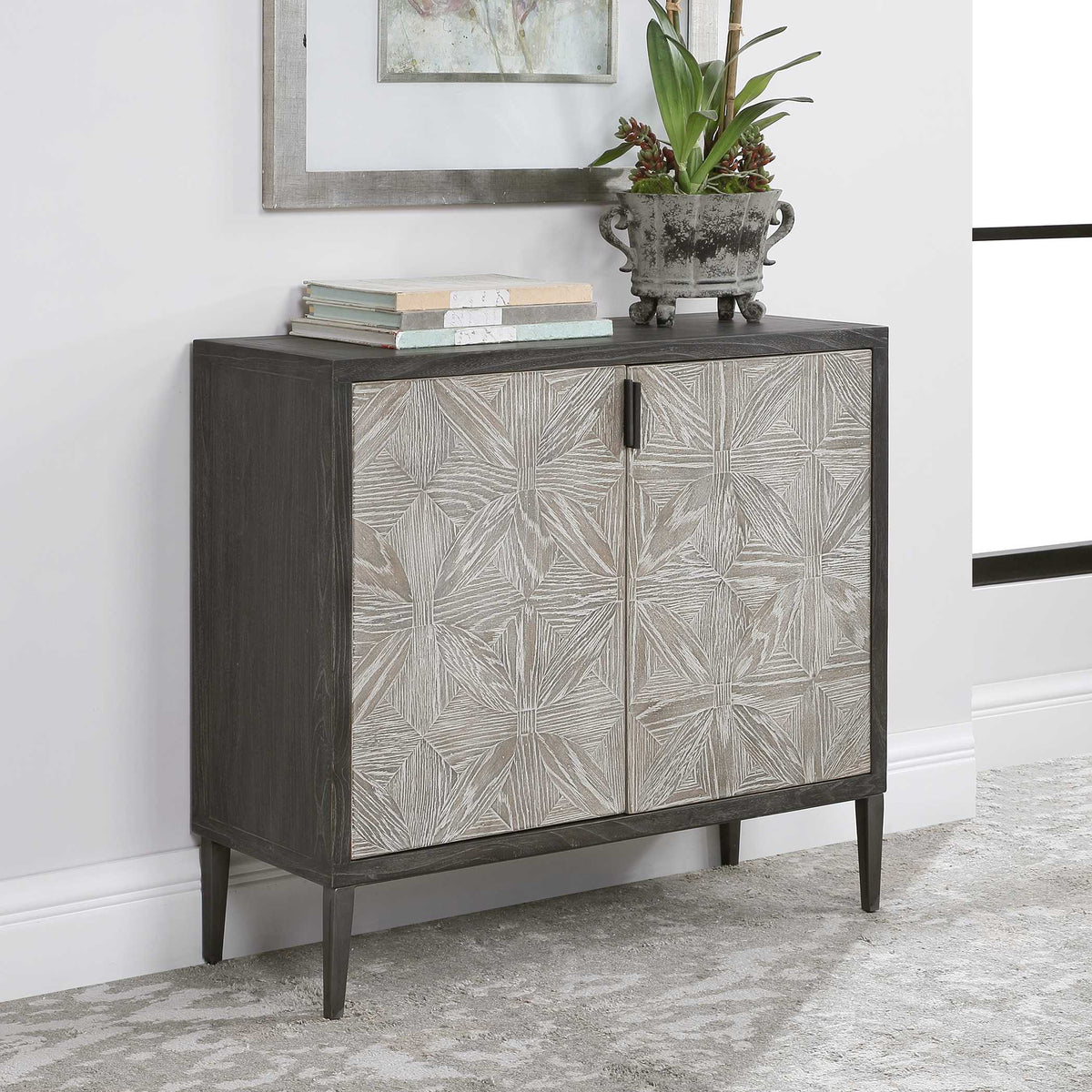 Laurentia Black/Gray 2 Door Accent Cabinet - Ornate Home