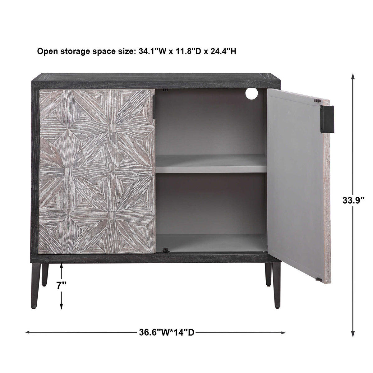 Laurentia Black/Gray 2 Door Accent Cabinet - Ornate Home