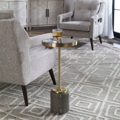 Laurier Brass/Gray Mirrored Accent Table - Ornate Home