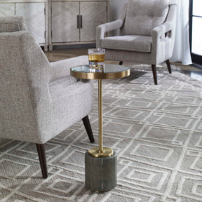 Laurier Brass/Gray Mirrored Accent Table - Ornate Home