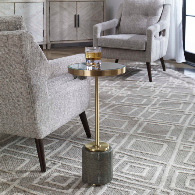 Laurier Brass/Gray Mirrored Accent Table - Ornate Home