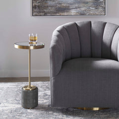 Laurier Brass/Gray Mirrored Accent Table - Ornate Home