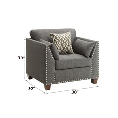 Laurissa Light Charcoal Linen Armchair w/3 Pillows - Ornate Home
