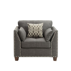 Laurissa Light Charcoal Linen Armchair w/3 Pillows - Ornate Home