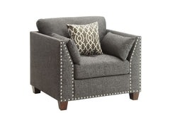 Laurissa Light Charcoal Linen Armchair w/3 Pillows - Ornate Home