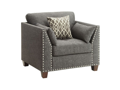 Laurissa Light Charcoal Linen Armchair w/3 Pillows - Ornate Home