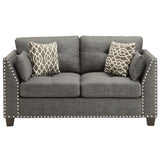Laurissa Light Charcoal Linen Loveseat w/4 Pillows - Ornate Home