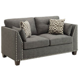 Laurissa Light Charcoal Linen Loveseat w/4 Pillows - Ornate Home