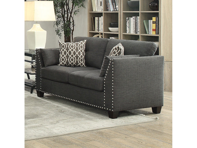 Laurissa Light Charcoal Linen Loveseat w/4 Pillows - Ornate Home