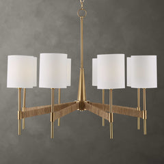 Lautoka Brass Rattan 8 Light Chandelier - Ornate Home