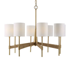 Lautoka Brass Rattan 8 Light Chandelier - Ornate Home