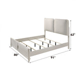 Laveda Light Gray Boucle & Pearl White Eastern King Bed W/Led - Ornate Home