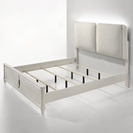 Laveda Light Gray/Pearl White Queen Bed w/LED - Ornate Home