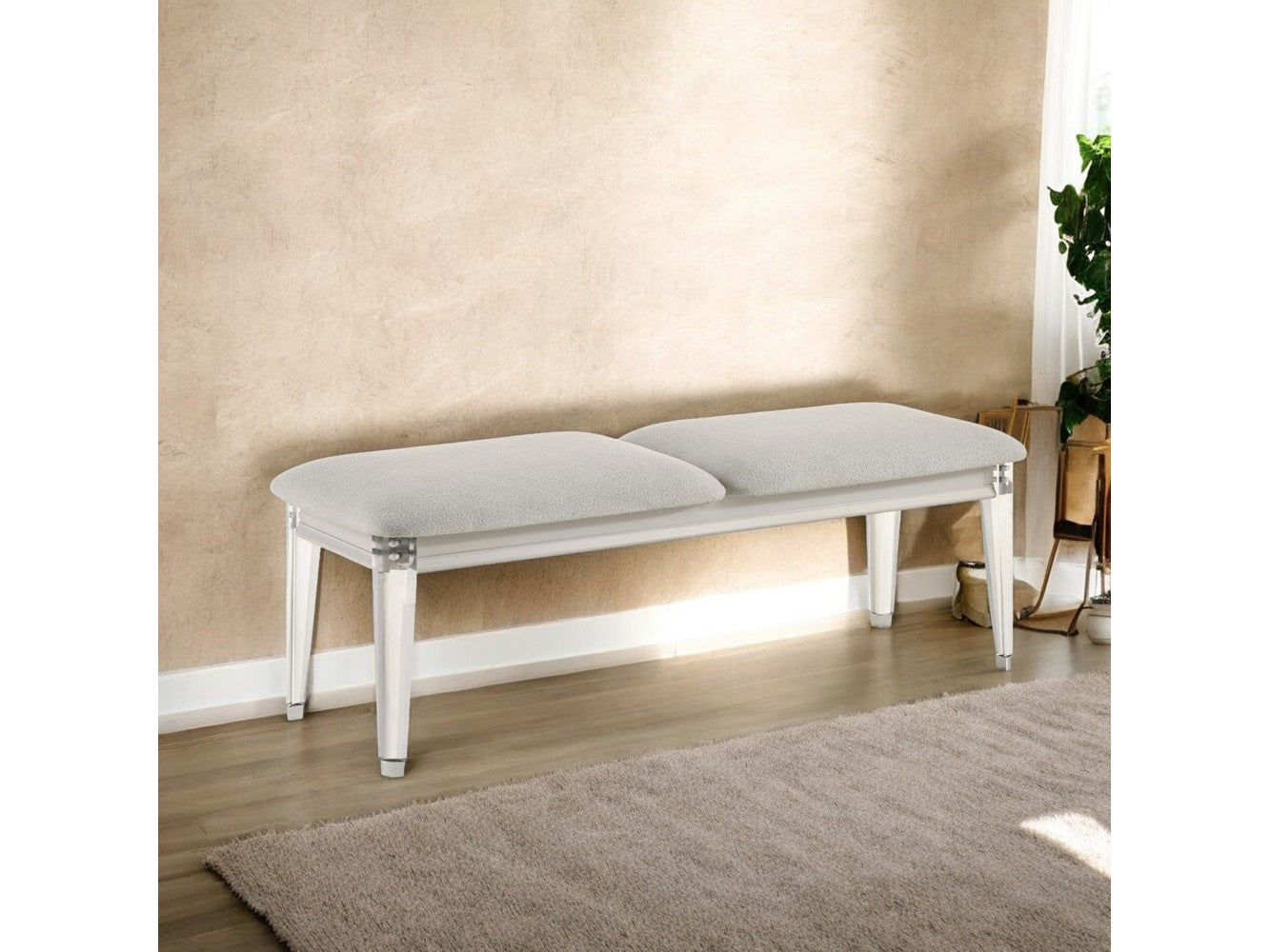 Laveda Pearl White Bench - Ornate Home