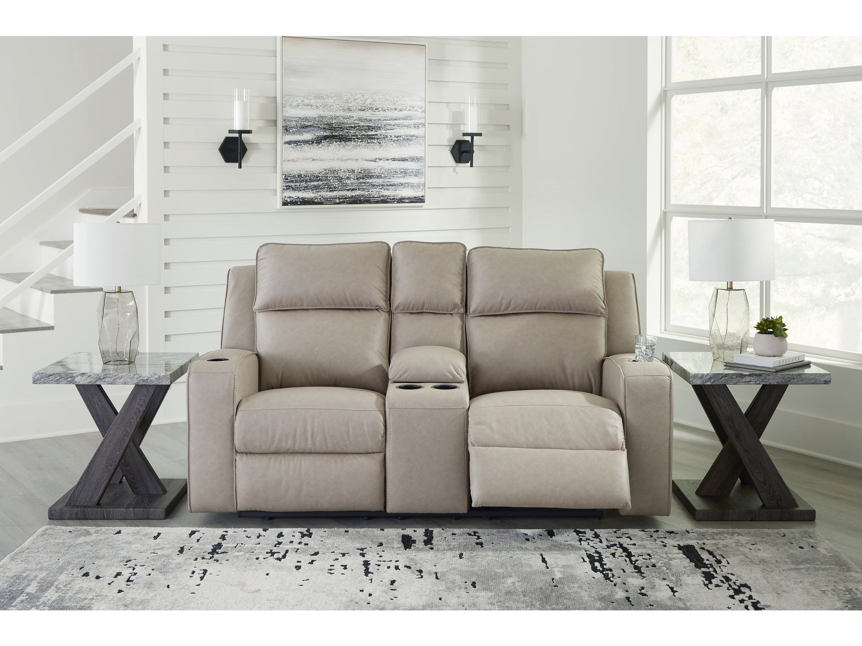 Lavenhorne Pebble Reclining Loveseat with Console (Online Special Price) - Ornate Home
