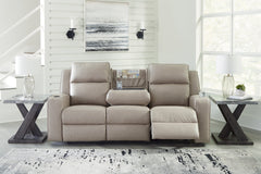 Lavenhorne Pebble Reclining Sofa with Drop Down Table - Ornate Home