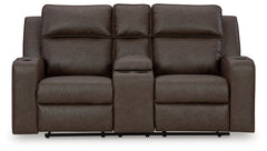Lavenhorne Umber Reclining Loveseat with Console - Ornate Home