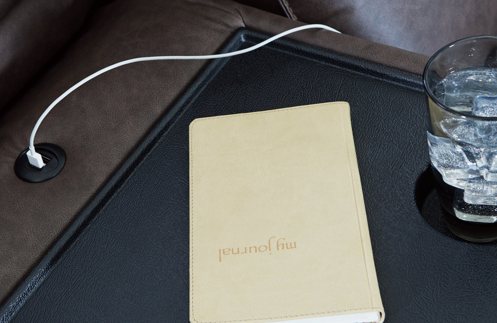 Lavenhorne Umber Reclining Sofa with Drop Down Table - Ornate Home