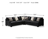 Lavernett Charcoal 3-Piece Sectional and Oversized Ottoman (Online Special Price) - Ornate Home