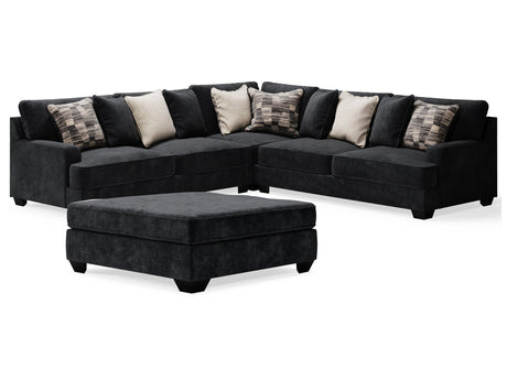 Lavernett Charcoal 3-Piece Sectional and Oversized Ottoman - Ornate Home