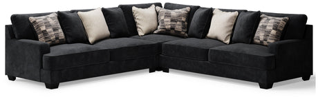 Lavernett Charcoal 3-Piece Sectional and Oversized Ottoman - Ornate Home