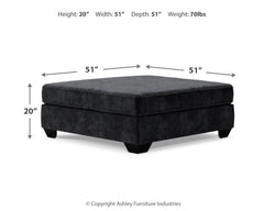 Lavernett Charcoal 3-Piece Sectional and Oversized Ottoman - Ornate Home