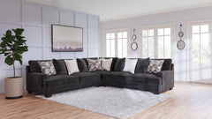 Lavernett Charcoal 3-Piece Sectional and Oversized Ottoman - Ornate Home