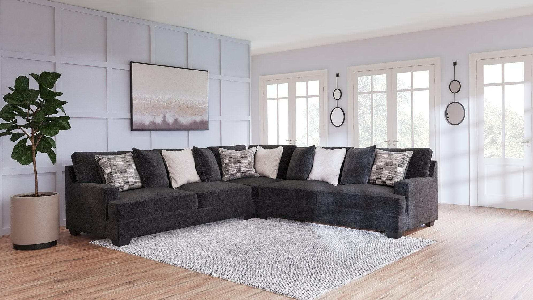 Lavernett Charcoal 3pc Symmetrical Sectional Sofa (Online Special Price) - Ornate Home