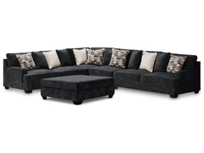 Lavernett Charcoal 4-Piece Sectional with Ottoman - Ornate Home