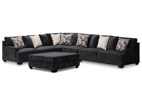 Lavernett Charcoal 4-Piece Sectional with Ottoman - Ornate Home