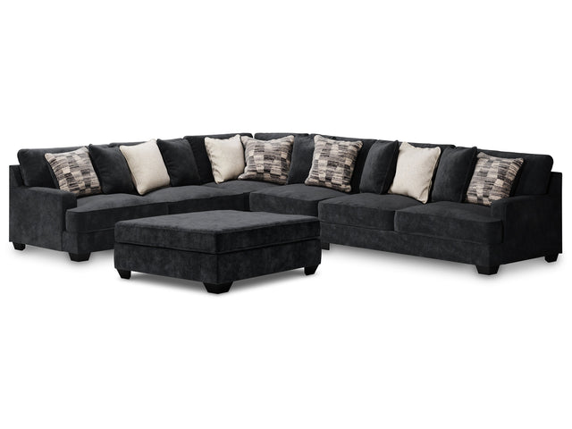 Lavernett Charcoal 4-Piece Sectional with Ottoman - Ornate Home