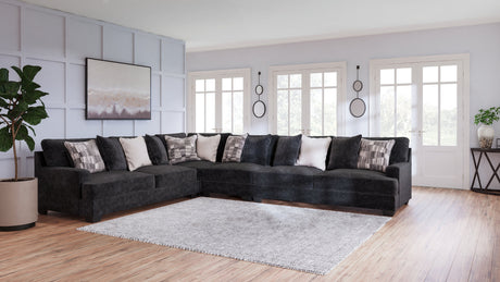 Lavernett Charcoal 4-Piece Sectional with Ottoman - Ornate Home